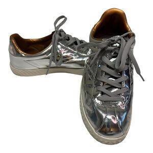 Tretorn Camden Shiny Silver Metallic  Leather Preppy Sneaker Shoes Size 9